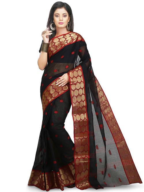 black self design bordered saree with blouse - 20614056 - Very Small Image - 1