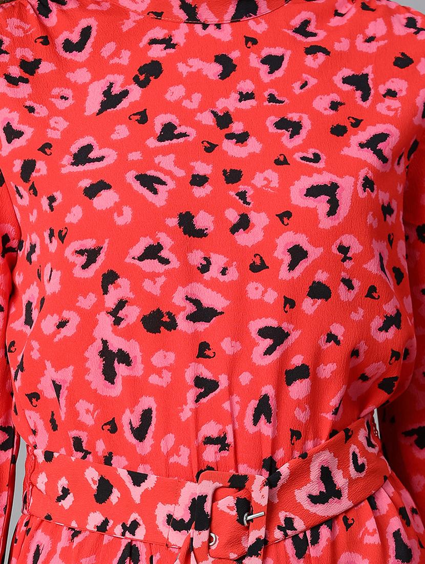 red printed a-line midi dress - 20622643 - Standard Image - 3