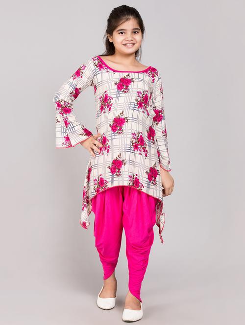 girls floral printed kurta salwar set - 20622747 - Very Small Image - 1