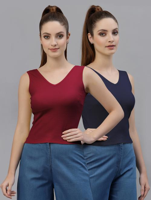 pack of 2 multi colored sleeveless crop top - 20645036 -  Standard Image - 0