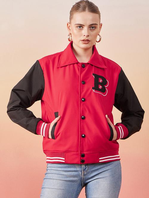 women red full sleeve varsity jacket  - 20646474 - Very Small Image - 1