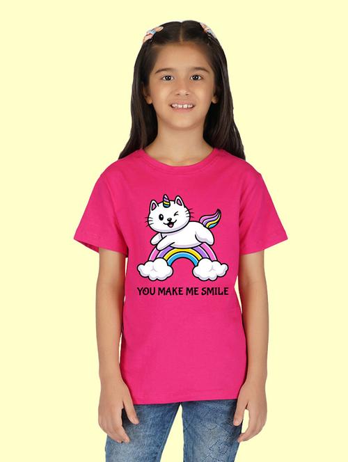 girl round neck graphic print tee - 20683077 - Very Small Image - 1