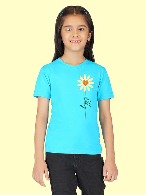 kids blue placement print round neck t-shirt - 20683115 - Very Small Image - 1