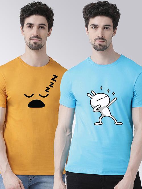 men pack of 2 printed cotton t-shirt - 20684316 - Very Small Image - 1