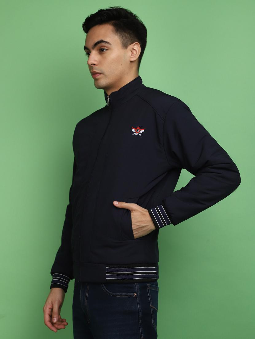 solid blue detailed casual jacket - 20686380 - Zoom Image - 1