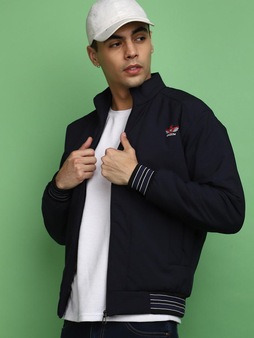 solid blue detailed casual jacket - 20686380 - Zoom Image - 3