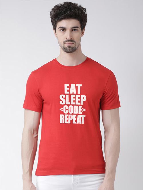 men round neck front print t-shirt - 20688148 - Very Small Image - 1