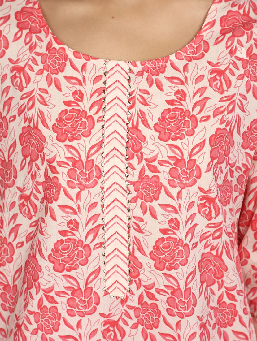 women pink round neck straight kurta - 20724587 - Standard Image - 5