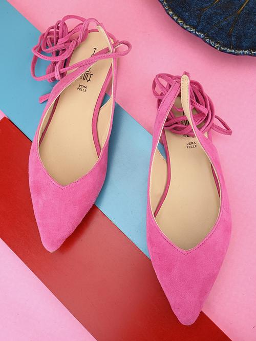 hosis brand women solid lace ballet flats - 20742851 - Standard Image - 0
