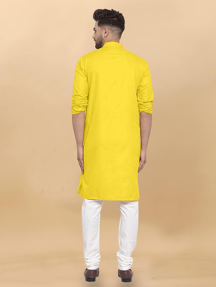 men solid cotton kurta pyjama ethnic wear set - 20754630 - Standard Image - 3