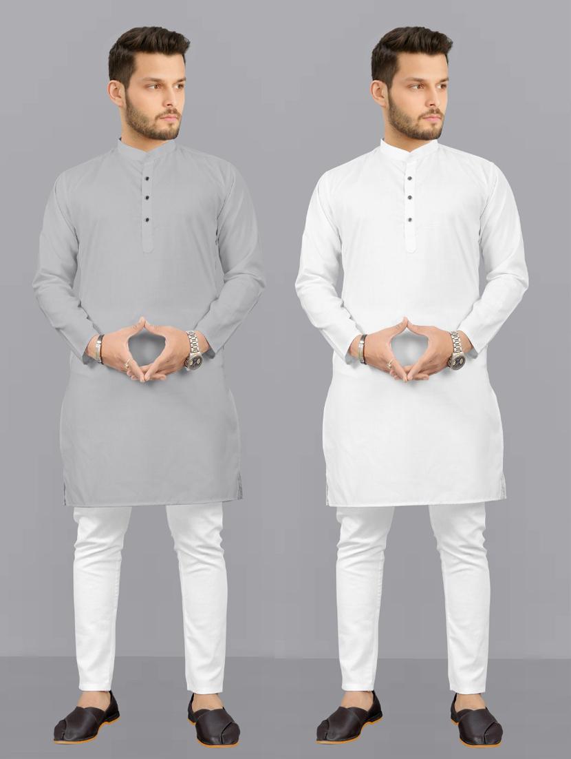 set of 2 solid kurta pyjama set - 20754903 - Zoom Image - 0