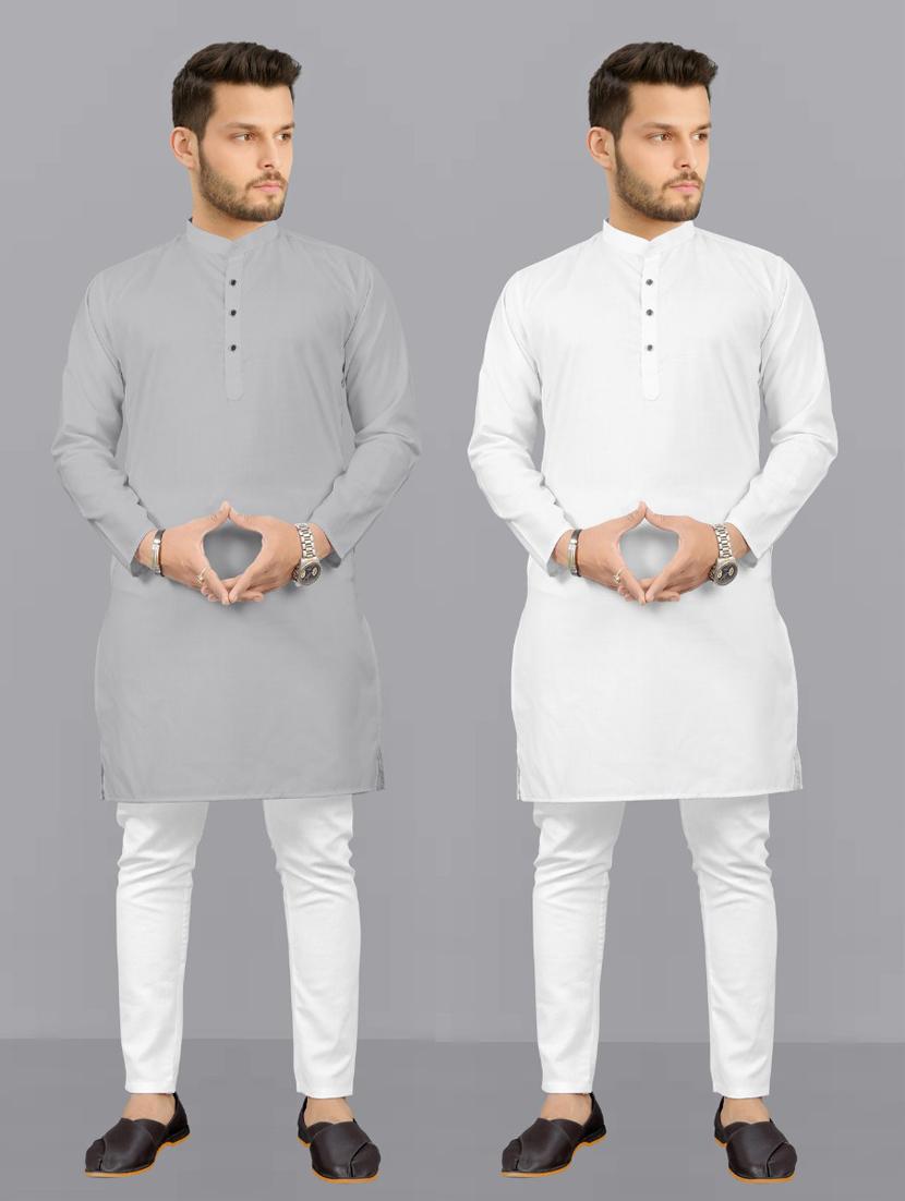 set of 2 solid kurta pyjama set - 20754903 -  Zoom Image - 0