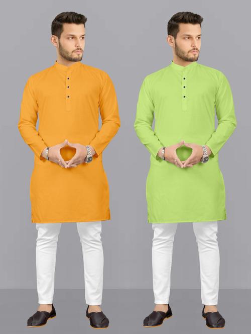 set of 2 solid kurta pyjama set - 20754920 -  Standard Image - 0