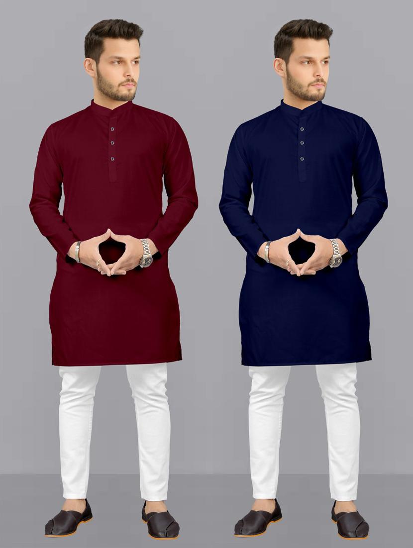 pack of 2 solid multi colored kurta pyjama set