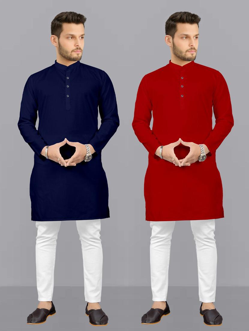 set of 2 solid kurta pyjama set - 20755015 -  Zoom Image - 0