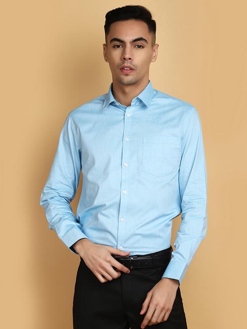light blue cotton formal shirt - 20755437 - Very Small Image - 1