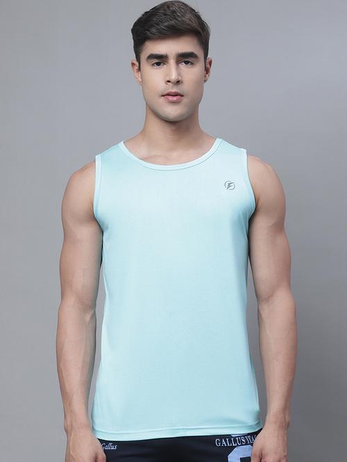 solid turquoise sleeveless t-shirt - 20757349 - Very Small Image - 1