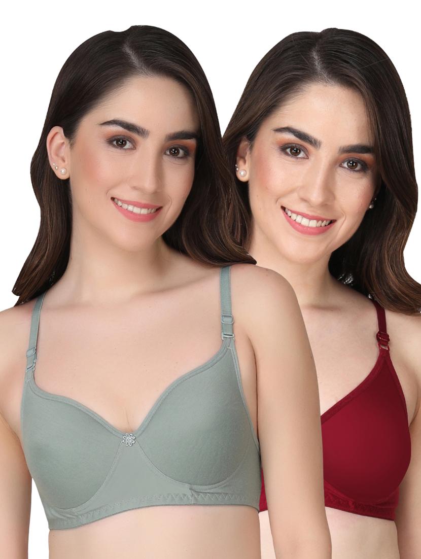 pack of 2 solid multi colored t-shirt bra