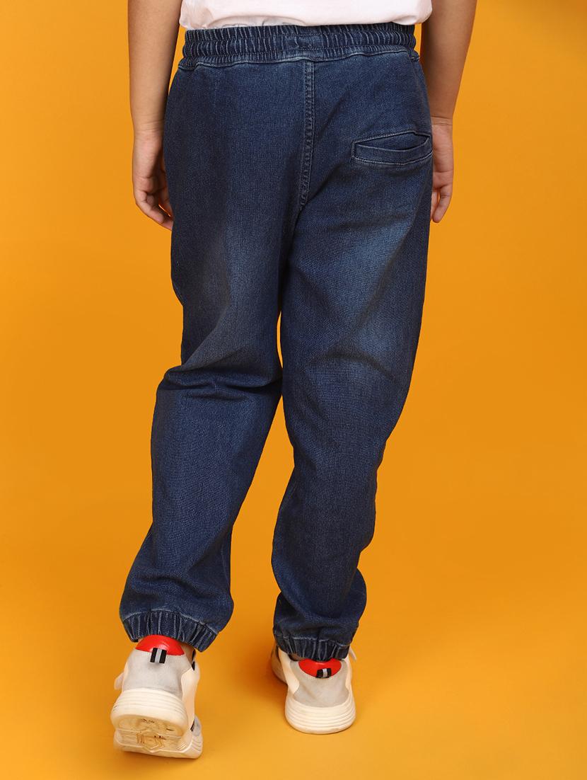 solid blue denim jogger jeans - 20764155 - Standard Image - 3