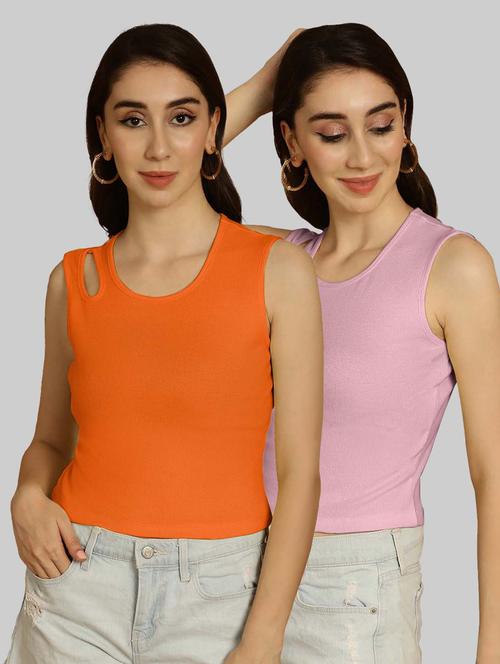 pack of 2 multi colored sleeveless crop top - 20764371 - Very Small Image - 1