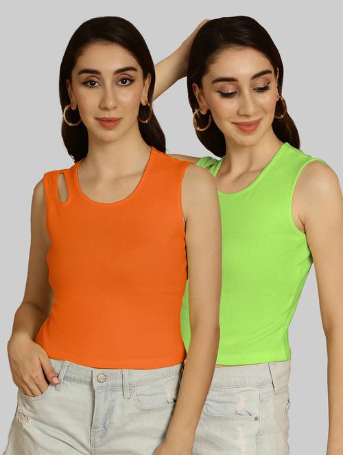 pack of 2 solid multi colored sleeveless top - 20764562 - Very Small Image - 1