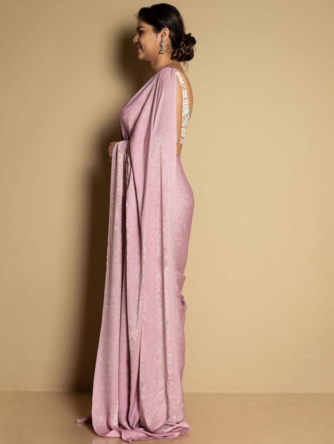 lavender solid plain saree - 20766901 - Standard Image - 2
