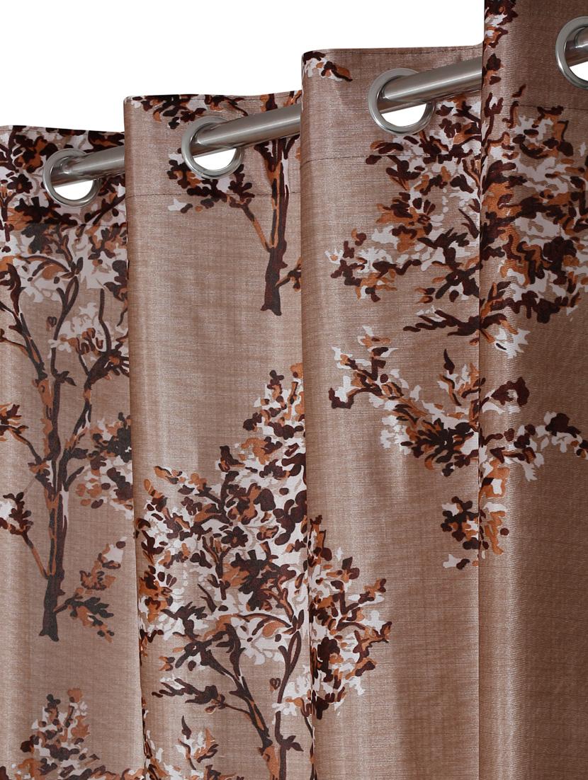 fashion string 3 pieces floral blossoms eyelet polyester window curtains - 5 feet, brown - 20766908 - Zoom Image - 2