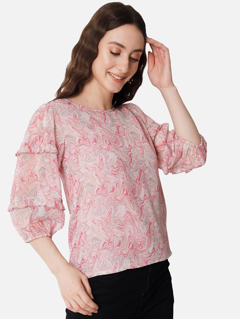 women pink printed regular top - 20807181 - Zoom Image - 2