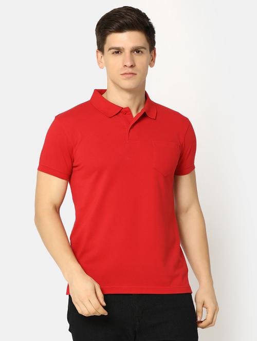 men red slim fit solid polo t-shirt - 20816102 - Very Small Image - 1