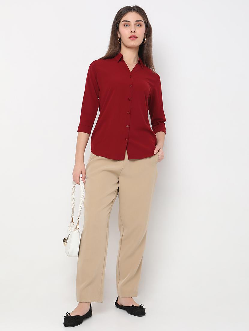 maroon cotton formal shirt - 20817650 - Zoom Image - 4