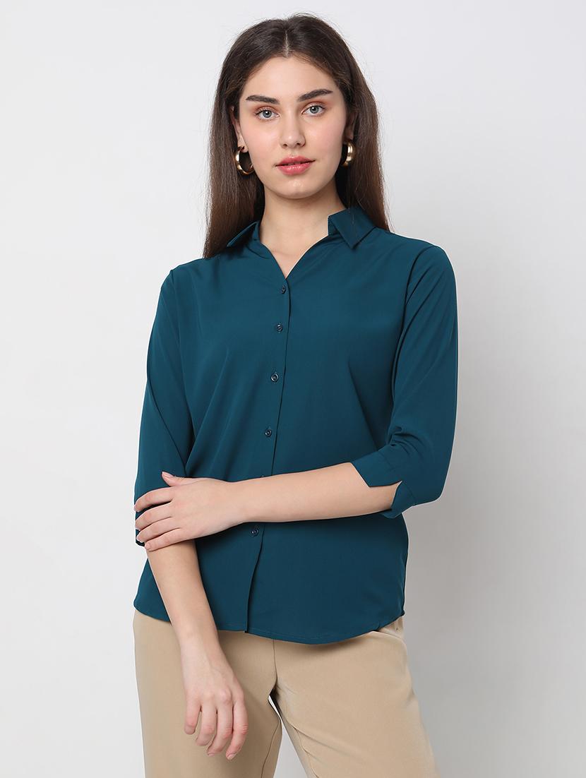 teal cotton formal shirt - 20817651 - Zoom Image - 0