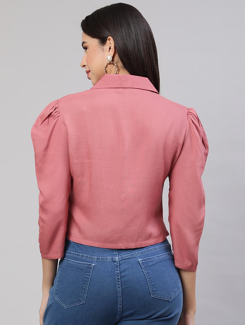 mauve rayon embroidered shirt - 20838172 - Standard Image - 2