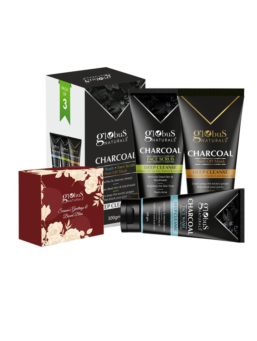 globus naturals charcoal trio kit 300 gm with chocolate box - 20848781 - Zoom Image - 0