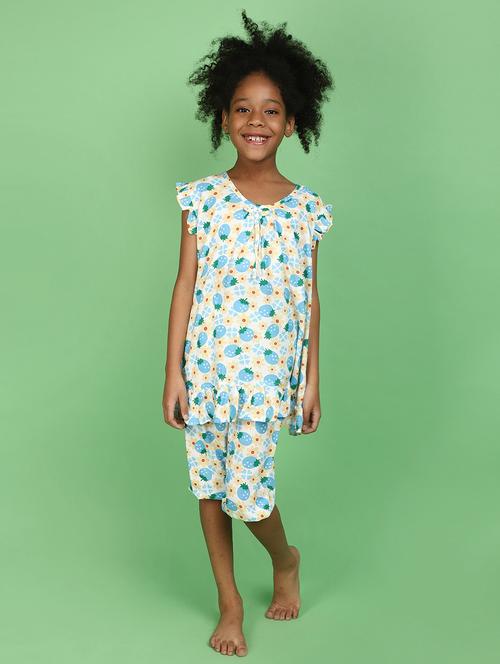 girls printed nightwear capri set - 20852176 - Very Small Image - 1