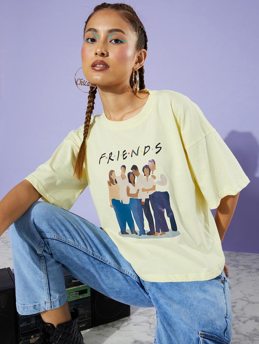 yellow cotton blend crop tshirt - 20853142 - Zoom Image - 0