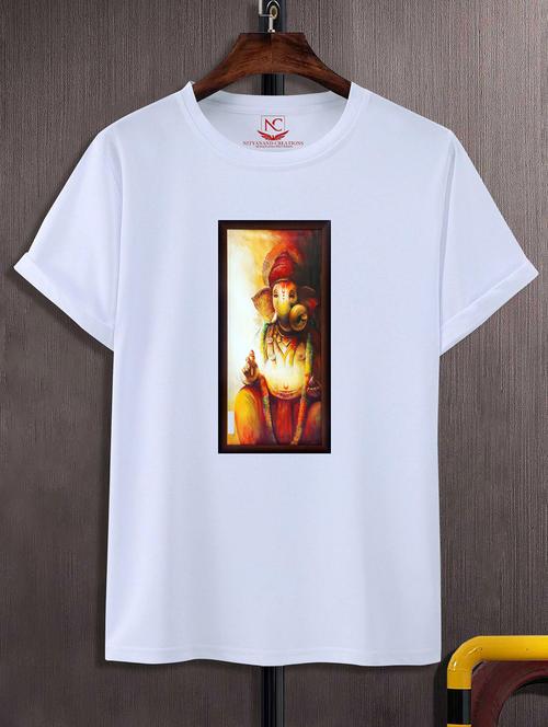 unisex white polyester graphic print t-shirt - 20856552 - Very Small Image - 1