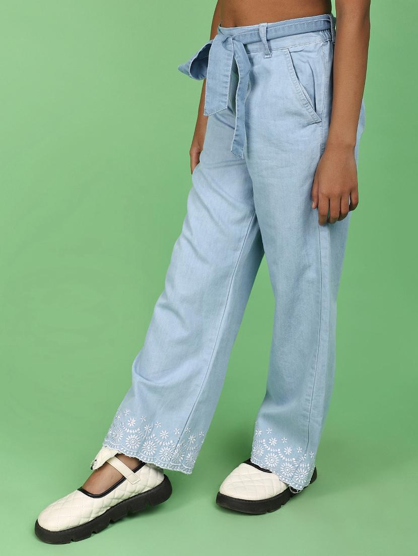 girls light blue detailed casual trouser - 20862815 - Zoom Image - 2