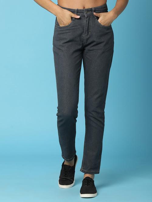 women grey high rise slim fit jeans - 20893935 -  Standard Image - 0