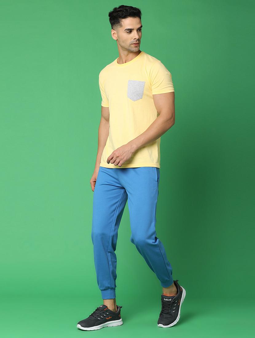 men blue solid mid rise jogger - 20901277 -  Standard Image - 3