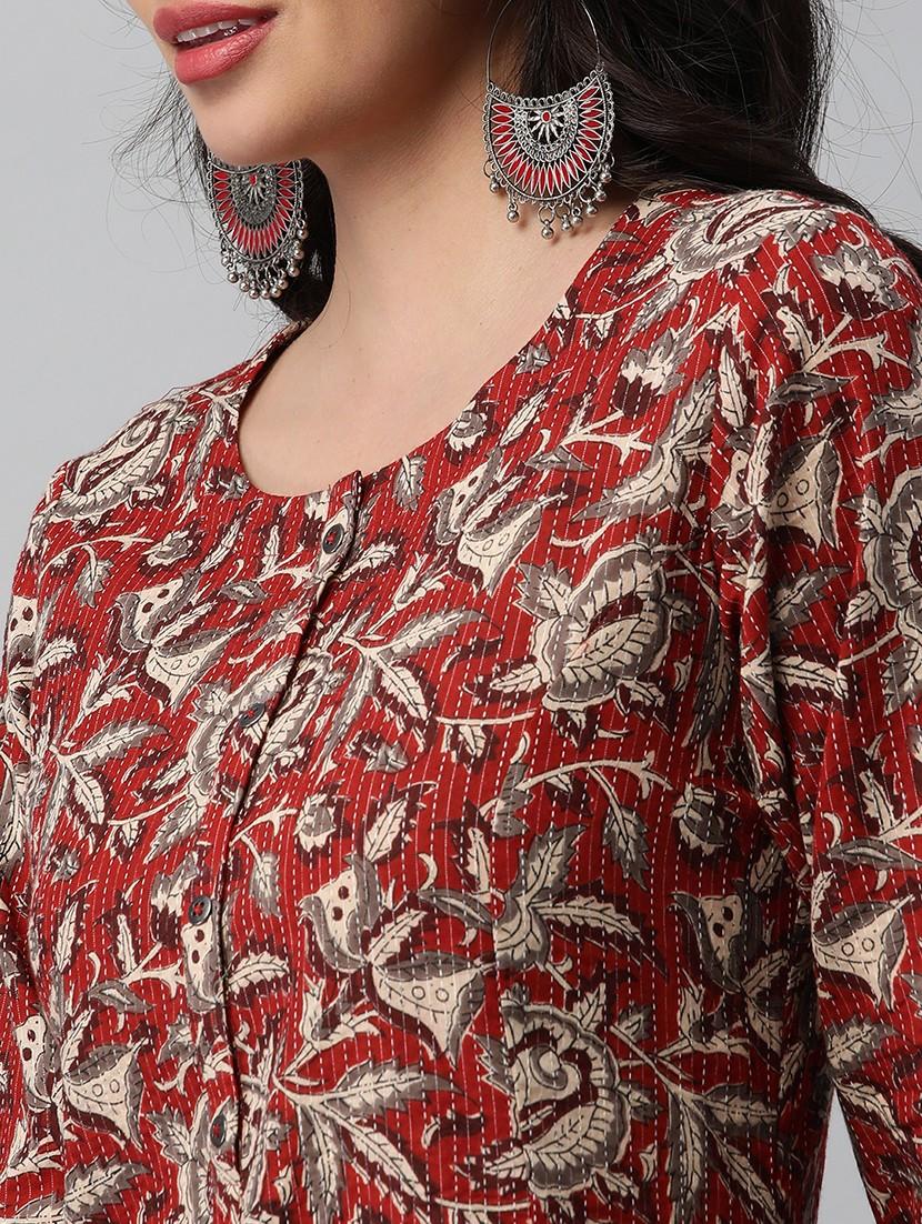women round neck cotton a-line kurta - 20912079 - Standard Image - 5