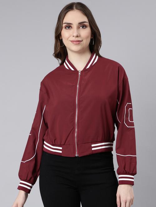 maroon nylon bomberbiker jacket - 20917197 - Very Small Image - 1