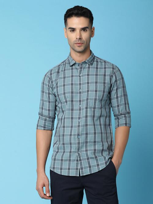 men checkered collared casual shirt - 20930696 - Very Small Image - 1