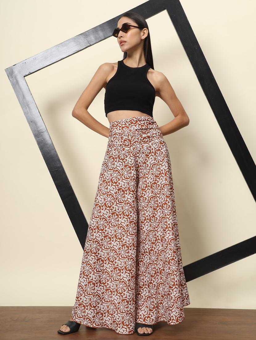 women floral print flared palazzo - 20944674 - Standard Image - 3