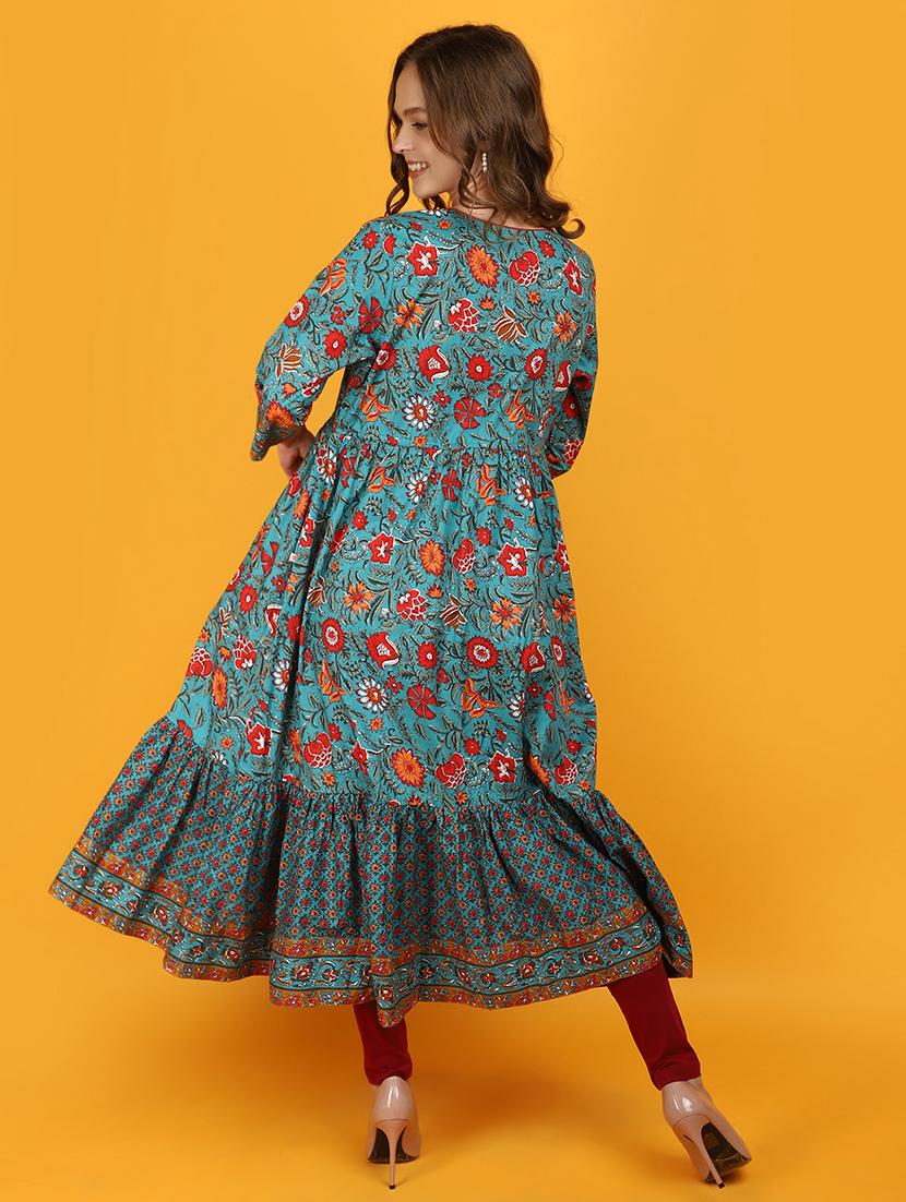 women floral printed notch neck kurta - 20951206 - Standard Image - 2