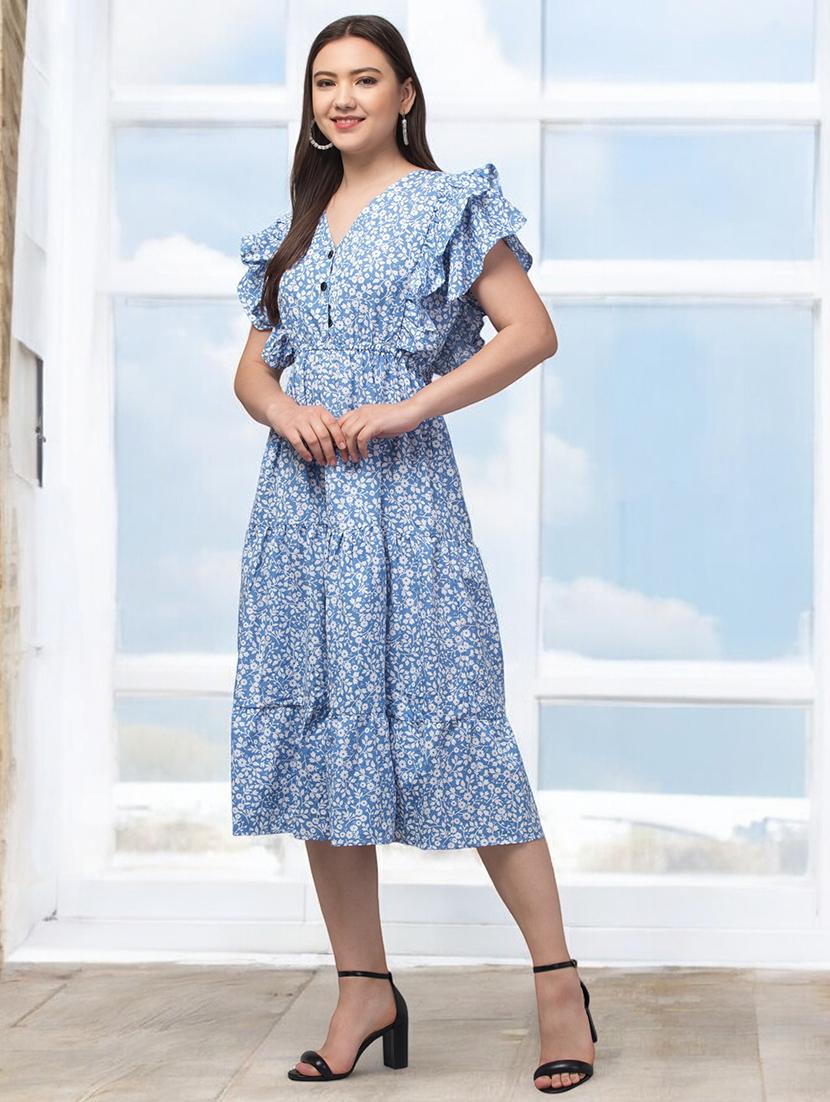 women v-neck floral printed tiered dress - 20952091 - Zoom Image - 2