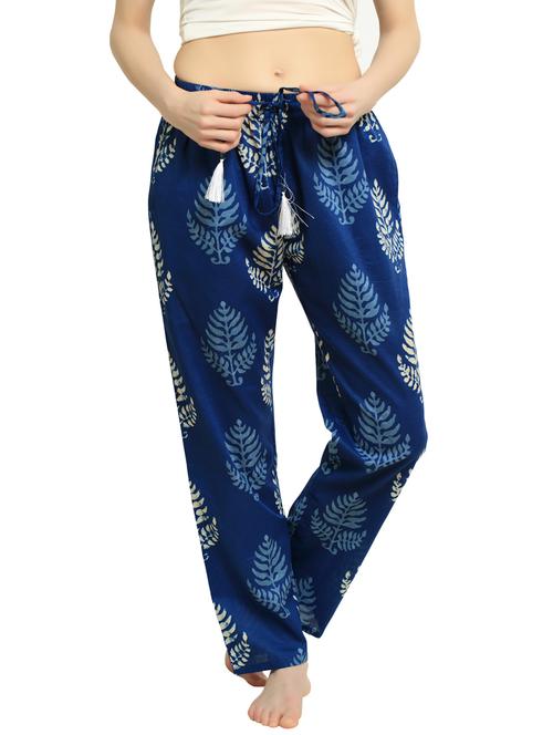 blue block printed pajama - 20961713 - Very Small Image - 1