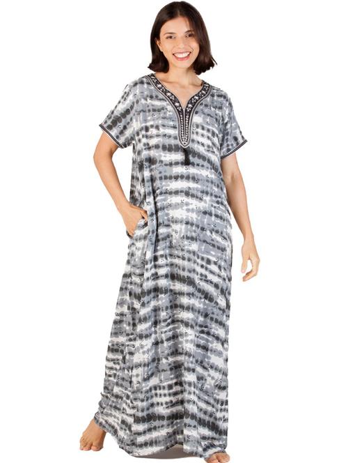 women grey printed short sleeves nighties - 20961969 - Very Small Image - 1