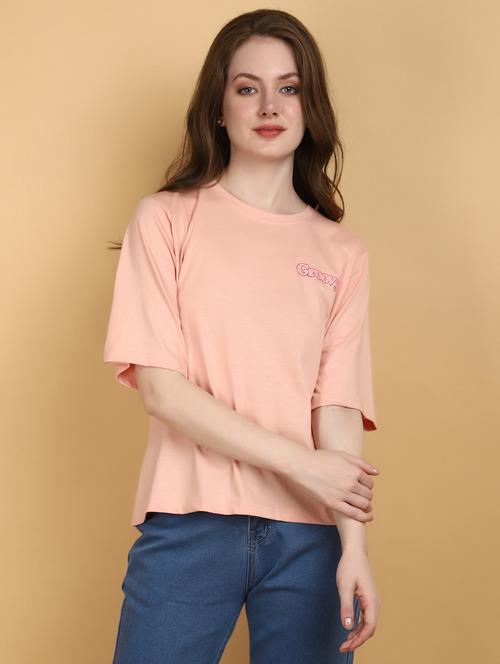 pink cotton back print t-shirt - 20965296 - Very Small Image - 1