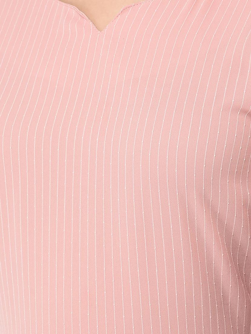 pink striped detailed fit & flare dress - 20969943 - Zoom Image - 4