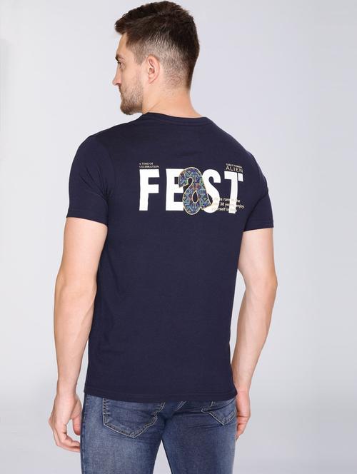 men round neck back printed t-shirt - 20971470 - Very Small Image - 1